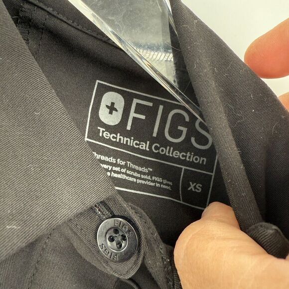 Figs Malindi Top Black Technical Collection Tailored XS Pockets Collared - Picture 6 of 10